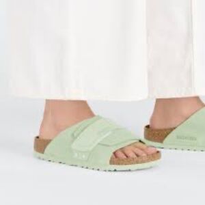 NWT Birkenstock Kyoto Women's Sandals Faded Lime Suede Sz 39 L 8, M 6